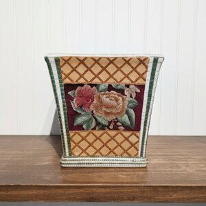 Vintage Oriental Accent 7" Square Porcelain Planter Hand Painted Floral Cachepot